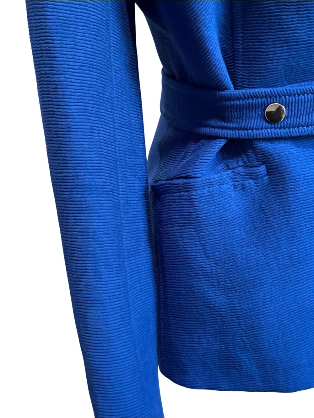 Zara Matching Set Basic Collection Cobalt Blue Ribbed Blazer & Shorts XS